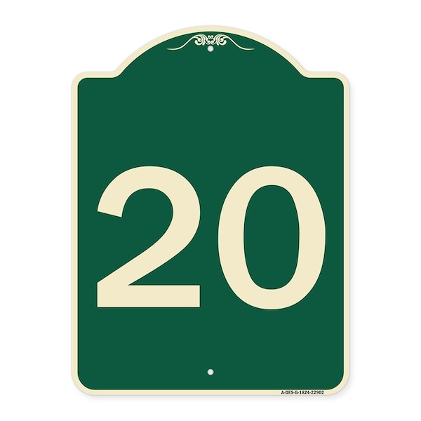 Signmission Sign with Number 20 Heavy-Gauge Aluminum Architectural Sign, 24" x 18", G-1824-22902 A-DES-G-1824-22902 - main